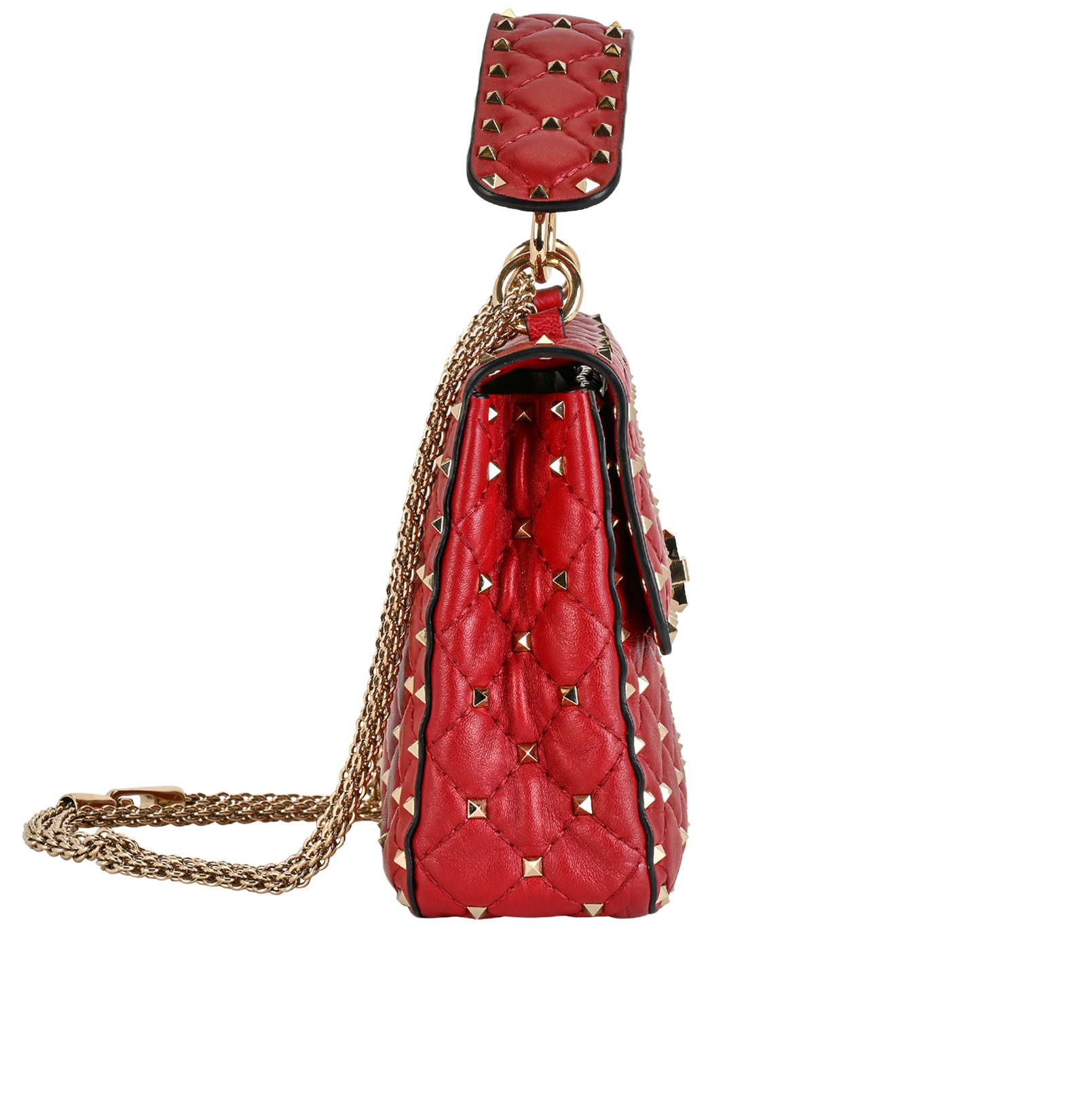 Small Rockstud Spike, &pound;850, Handbags, Red, Leather, Side view